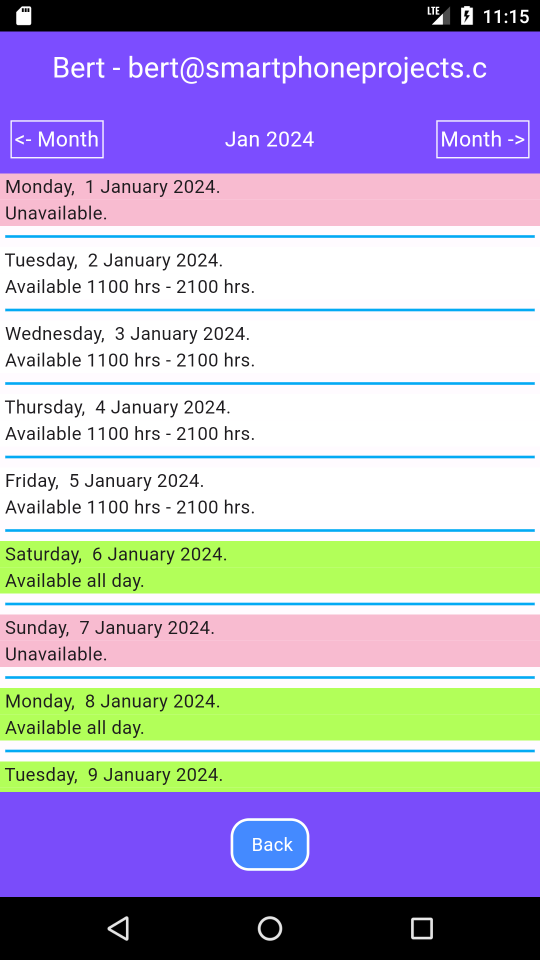 Time Shift App, view worker availability.