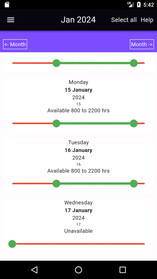 The slider system for setting availability on single date or multiple dates.